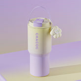 304 Stainless Steel Insulated Tumbler,Large Capacity with Handle and Cute Cloud Accessory(Purple)